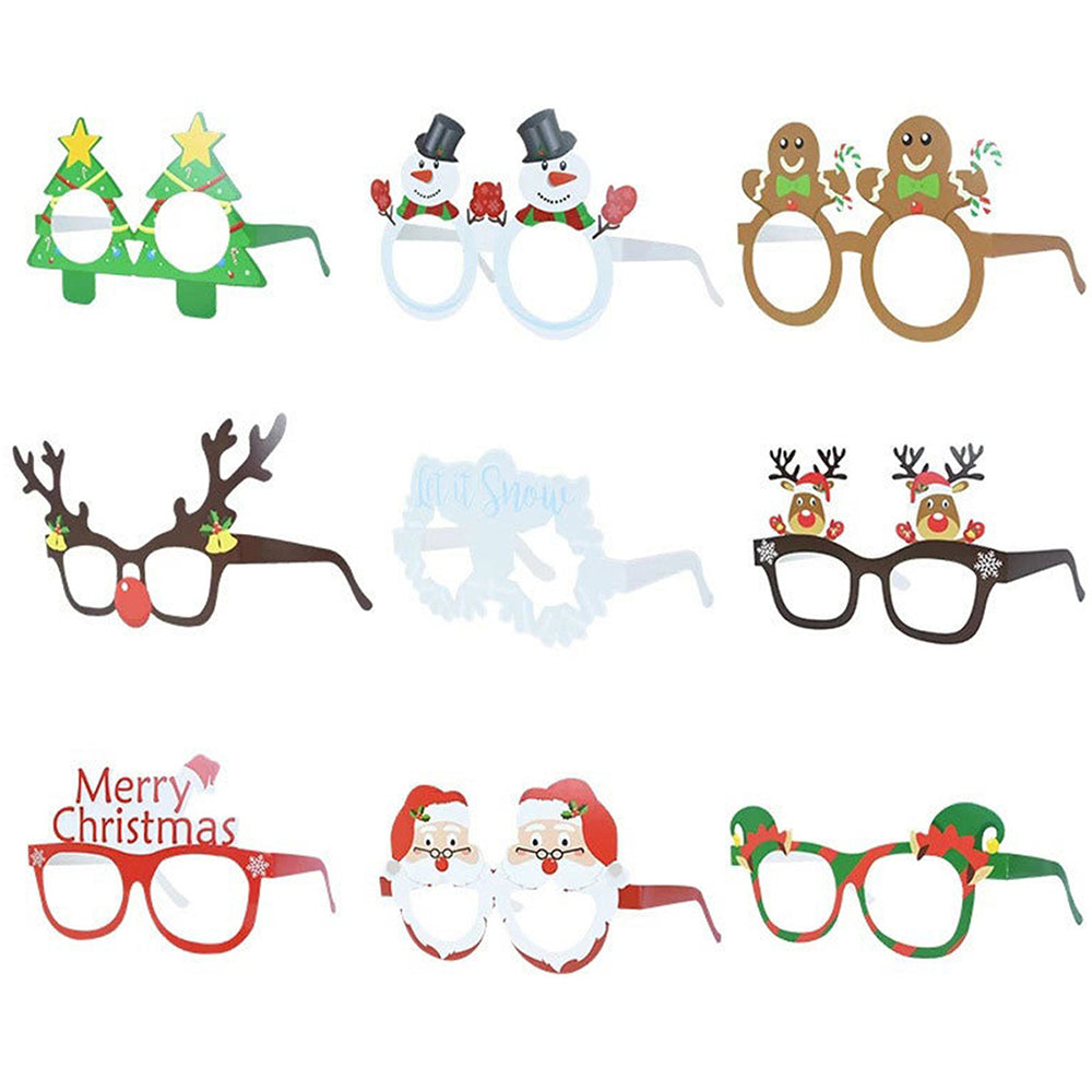 9x Christmas Glasses Specs Novelty Xmas Sunglasses Fancy Dress Party Accessory