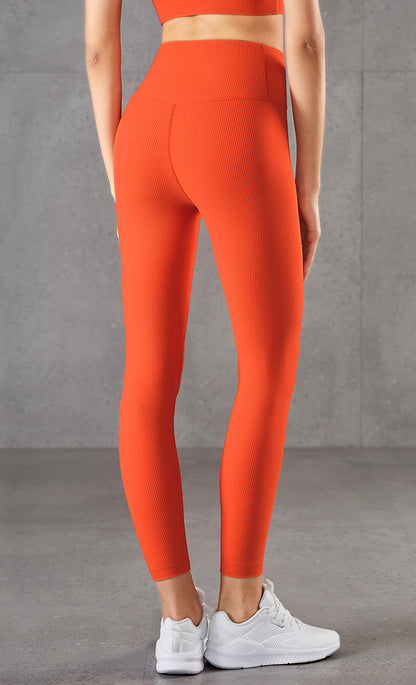 Ribbed Brocade Nude High Waist Leggings