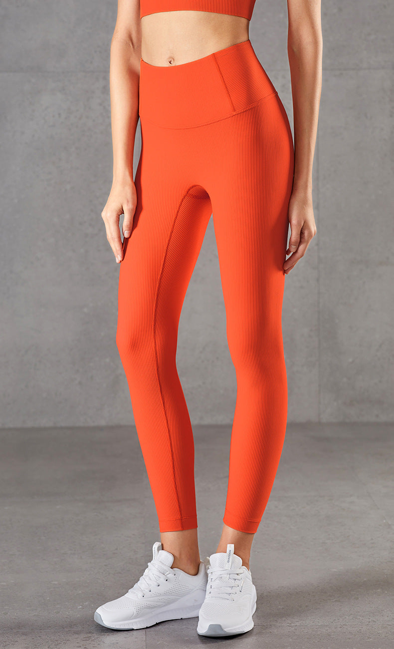 Ribbed Brocade Nude High Waist Leggings