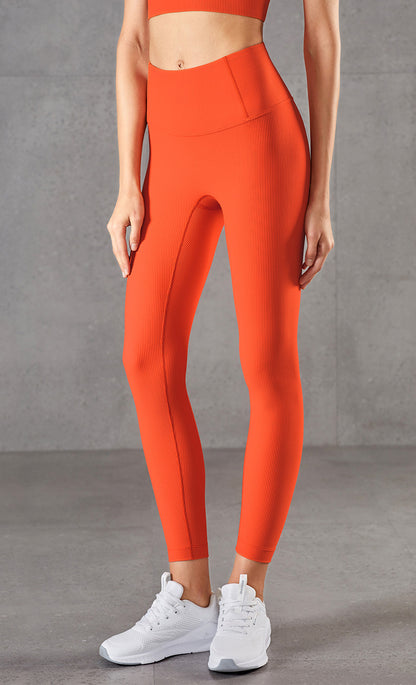 Ribbed Brocade Nude High Waist Leggings