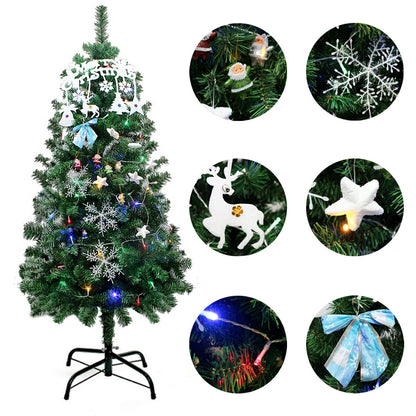 1 Set Christmas Xmas Word Plate, Bowknot, LED Light, Snowflake Star, Santa Decor Kit