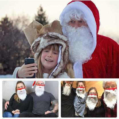 Encased Holiday Santa Beard Face Mask Costume for Adults for One Size fits All