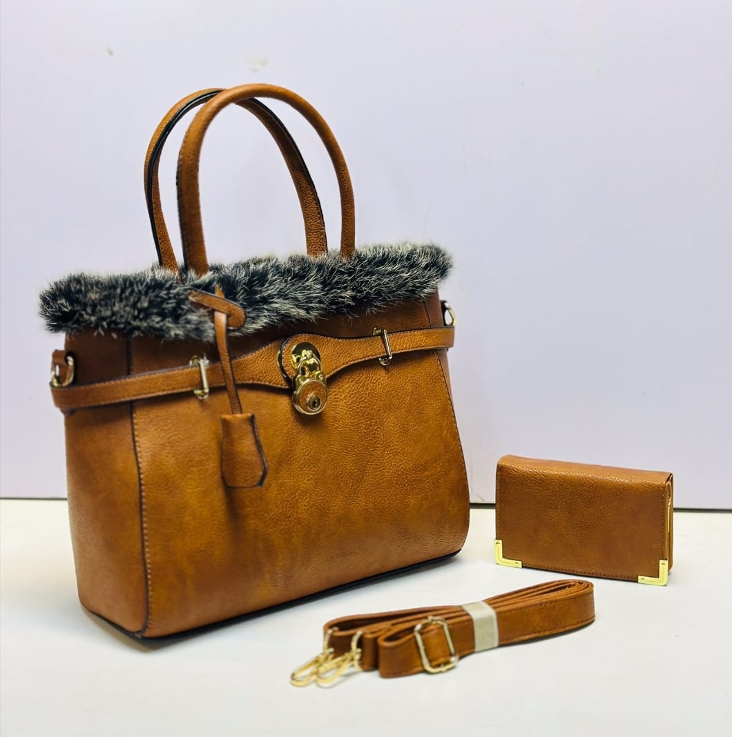 Large hand bag with wallet set