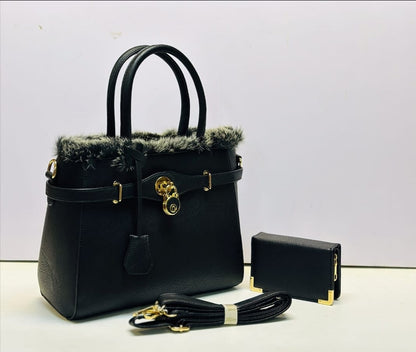 Large hand bag with wallet set