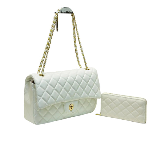 Quilted Glamour Chain Tote Bag